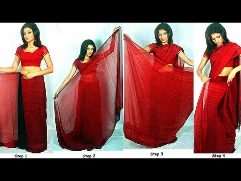 ٣ طرق لإرتداء الساري الهندي بأي قطعه قماش.How to wear india saree