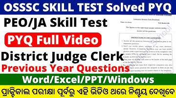 OSSSC previous year computer practical skill test question for PEO RI Junior assistant Exam 2023