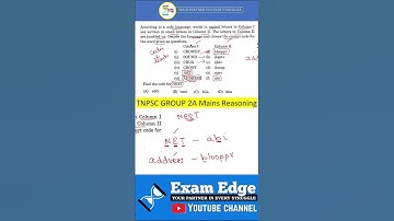 TNPSC Group 2A Mains Reasoning PYQ. 9 #ssc #tnpsc #reasoning #rrbntpc #rrbje