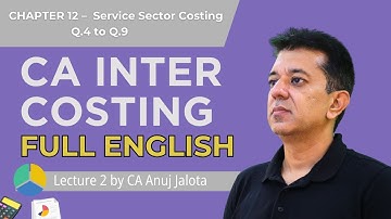 CA Inter Costing 12 – Service Sector Costing (Lecture 2) Q.4 to Q.9 | Full English