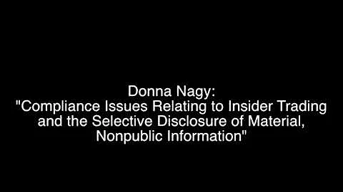 Compliance Issues Relating to Insider Trading