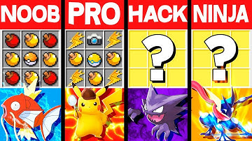 Minecraft Battle: DETECTIVE PIKACHU POKEMON CRAFTING CHALLENGE - NOOB vs PRO vs HACKER vs NINJA ~