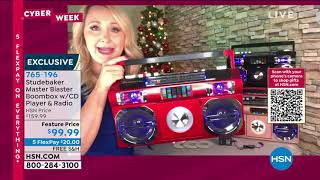Studebaker Master Blaster Bluetooth Boombox w/AM/FM Radi...
