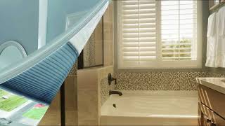 Bathroom shower window shutters, bathroom window half shutters, bathroom window plantation shutters, bathroom window shutters