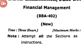 402, Financial Management Previous year  exam paper  2023 [  CCSU Bba 4th sem 2024]🥳🥳🥳🥳🥳🥳🥳