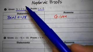 Day 1 9 Algebraic Proofs