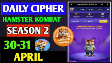 Hamster Kombat Dev Game Daily Cipher 30 April | Hamster Kombat Daily Cipher Code | Daily Combo