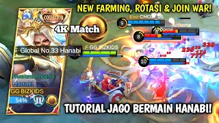 TUTORIAL JAGO BERMAIN HANABI DIGOLDLANE! JAGO FARMING, ROTASI & JOIN WAR! BEST BUILD TERSAKIT - MLBB