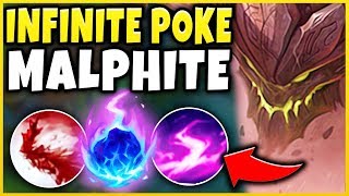 THE BEST WAY TO FORCE RAGE-QUITS! INFINITE POKE MALPHITE IS 100% TOO MUCH! - League of Legends