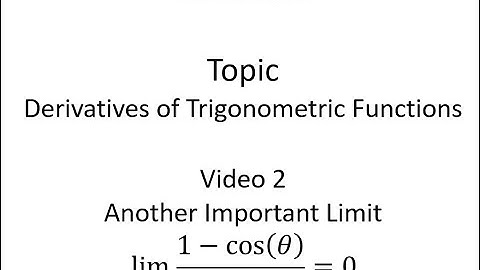 Another Important Limit: The limit as theta goes to 0 of (1 - cos(theta))/theta = 0