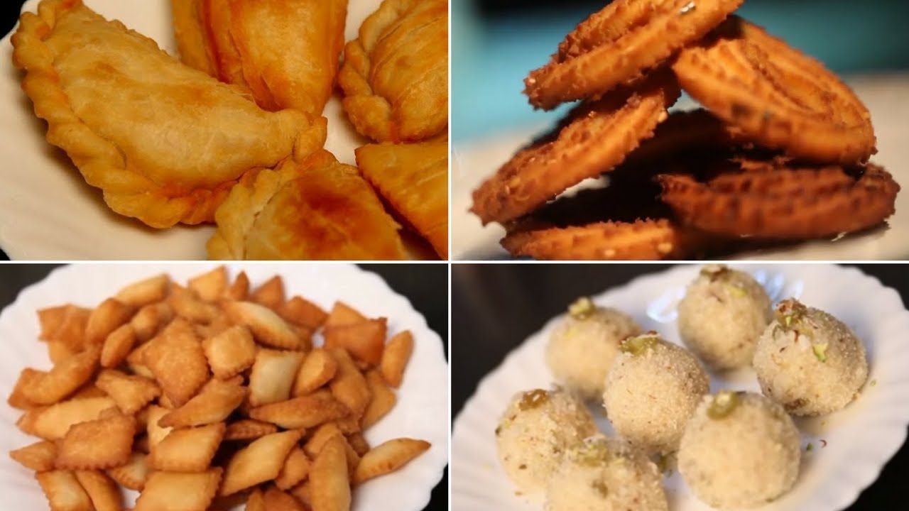 Diwali Faral Recipes - Top 5 Diwali Special Faral Recipe | Shakkarpara,Chakli,Karanji,Rava ladoo | India Food Network