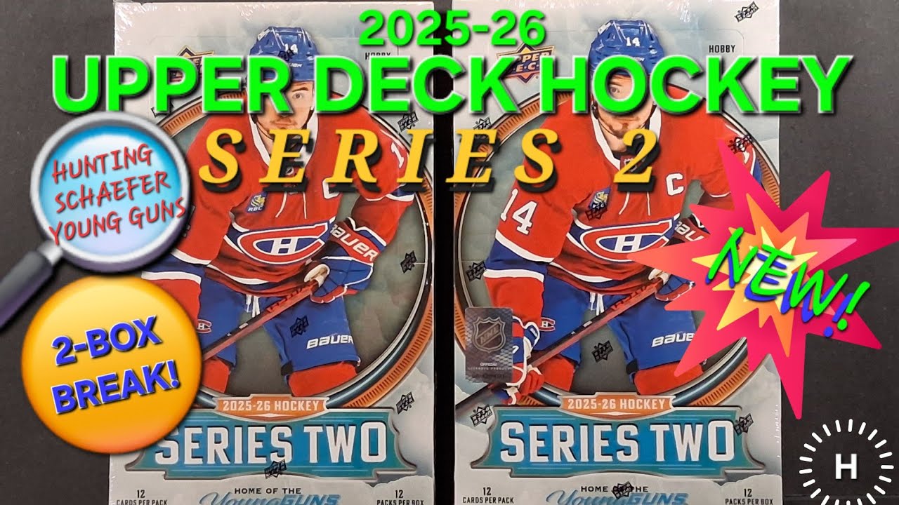 🆕 2025-26 UPPER DECK SERIES 2 HOCKEY CARDS 🏒 2x HOBBY BOX BREAK 💥HUNTING MATTHEW SCHAEFER YOUNG GUNS