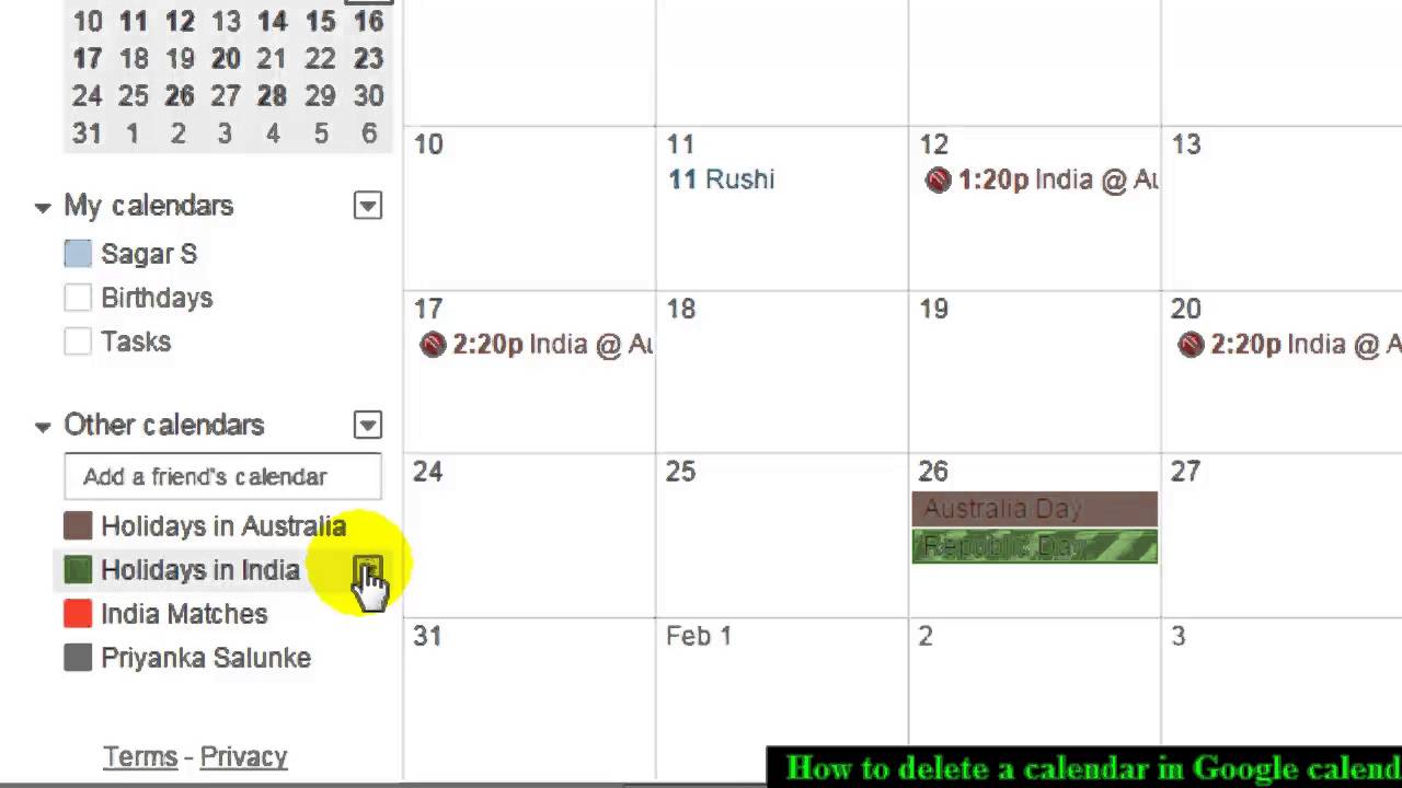 How to delete a calendar in Google calendar YouTube