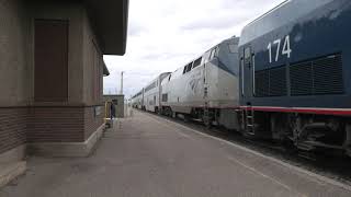 Calif. Zephyr in windy Ft. Morgan on 16APR2024