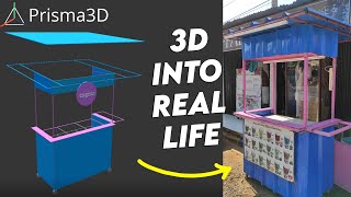 MEMBUAT OBJEK 3 DIMENSI di Hp Android (Desain Rangka Booth Gerobak Franchise) - Prisma3D