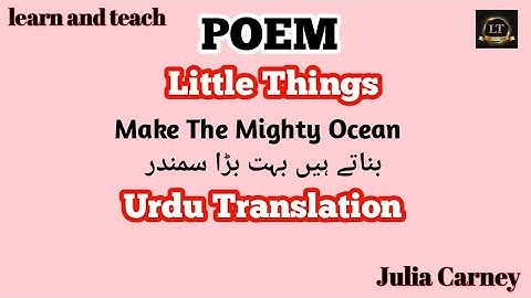 Poem |Little Things |Urdu Translation |Class X English |Sindh Board| Little Things Julia Carney