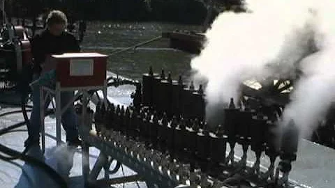 Jon Tschiggfrie at calliope of steam barge ANNA MA...