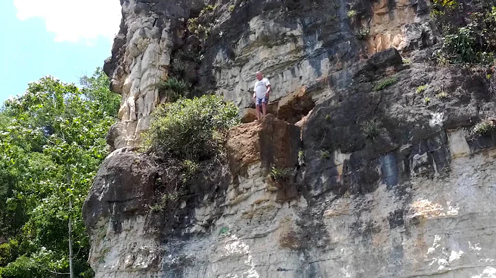 My 67 year old FIL cliff diving at TableRock Lake