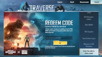 New Reedem Codes Godzilla Vs Kong PUBG Mobile