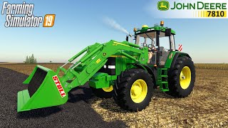 Farming Simulator 19 - JOHN DEERE 7810 Tractor Front Loader Loads Sunflowers