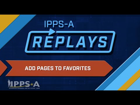 IPPS-A Replays: Add Pages to Favorites