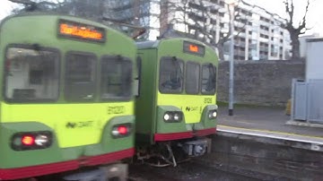 DART class 8300/8100 terminating at dún laoghaire annd a DART departing dúnlaoghaire out of service
