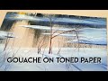 Techniques for gouache landscapes painting on toned paper ✶ How to layer and blend gouache