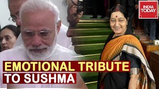 Lunch Break : Leaders Pay Emotional Tribute To Sushma Swaraj, PM Modi Left Teary Eyed