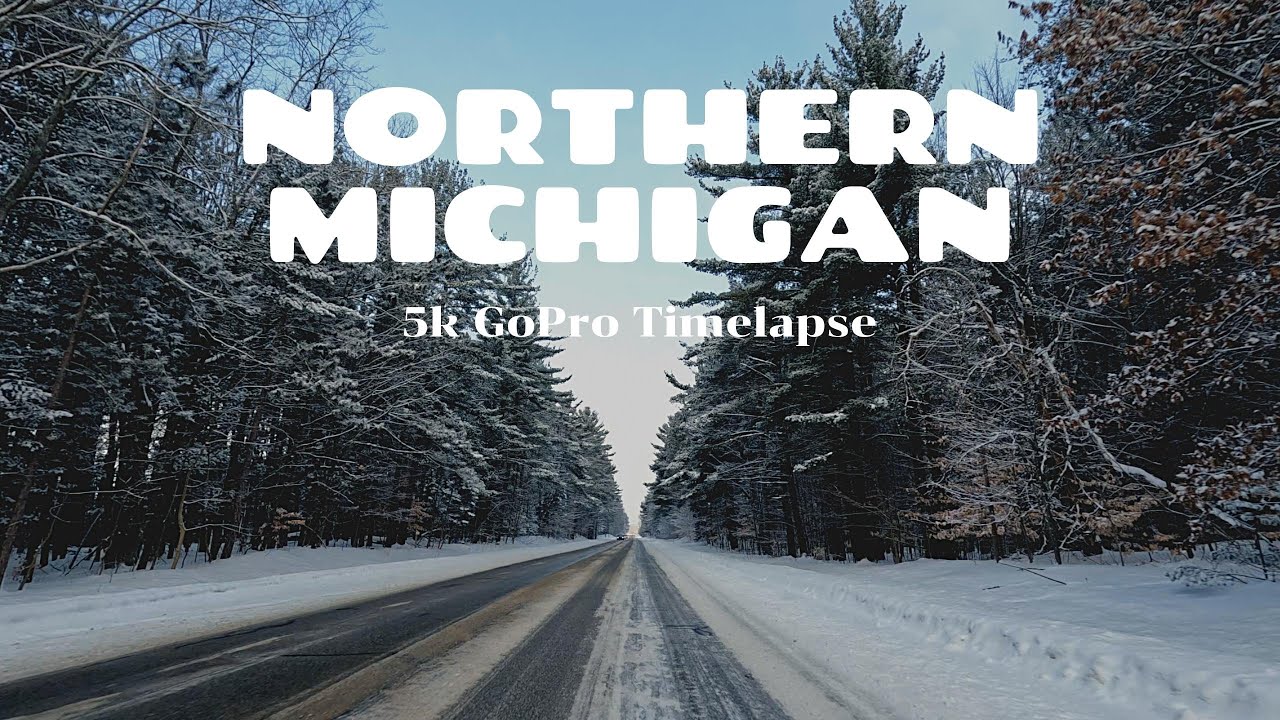5k Driving Snowy Roads in Northern Michigan | Boyne City to Charlevoix Timelapse Video | GoPro 10