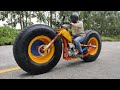Build a crazy motorbike from truck wheels and the end