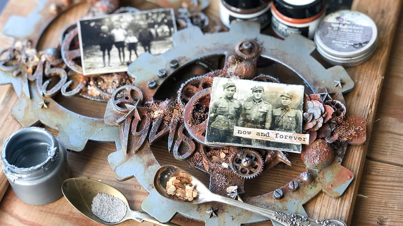 Mixed Media Minutes with Finnabair - Rusty Gear - FB Live - YouTube