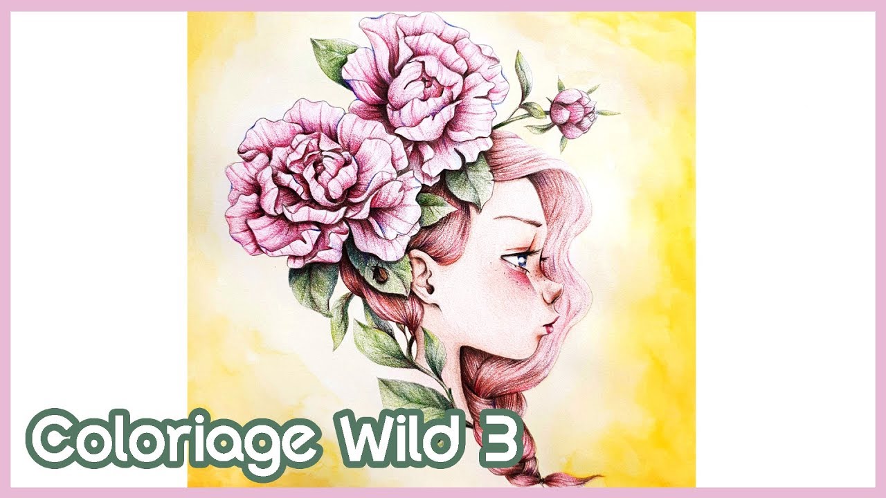 Avenue Mandarine Coloriage Wild 3 #1 Girl with Pink peony 