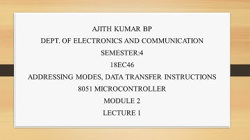 VTU 8051 MICROCONTROLLER (18EC46) M2 L2 8051 ADDRESSING MODES,DATA TRANSFER INSTRUCTIONS