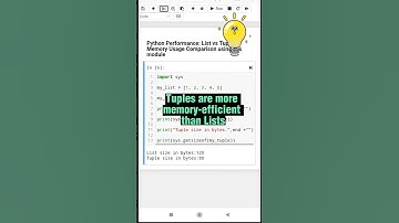 #2 Optimization | List vs Tuple Memory Usage Comparison using sys module | Python for Beginners