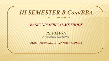 BNM (Statistics) Revision - part1