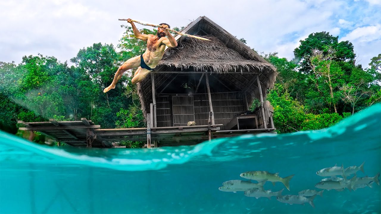 Survival Spearfishing In Remote Village 