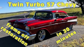 1957 Chevy Frameoff Restoration | 8 years in 30 minutes | Do you rate this twin turbo ride?