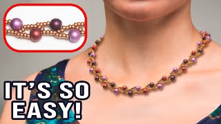 Easy Beaded Necklace with Seed Beads and Pearls: DIY Beginner&#39;s Tutorial