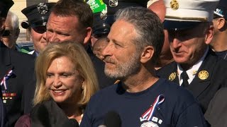 Jon Stewart joins with 9\/11 first responders to push for bill renewal