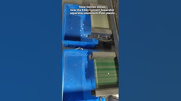 Slow motion shows how the Eddy Current Separator separates aluminum from plastic