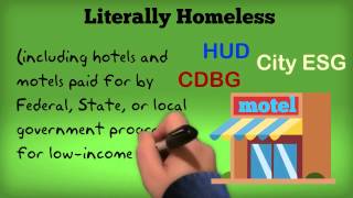 HUD HMIS Definition: Housing Status 1: Literally Homeless