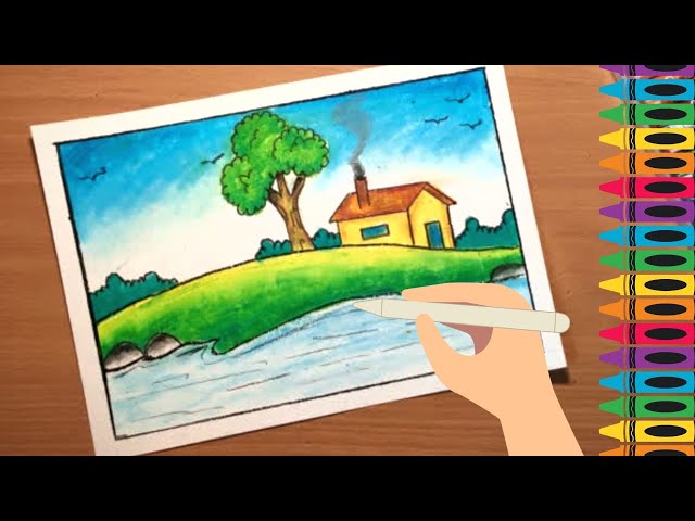 Very easy scenery drawing | By Easy DrawingFacebook