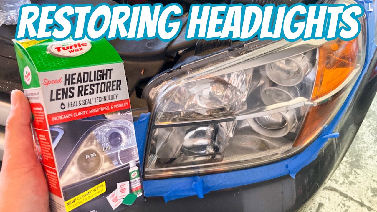 How To Restore Headlights FAST & CHEAP ( Car Headlight Restoration using  Turtle Wax VS Clear Coat ) 