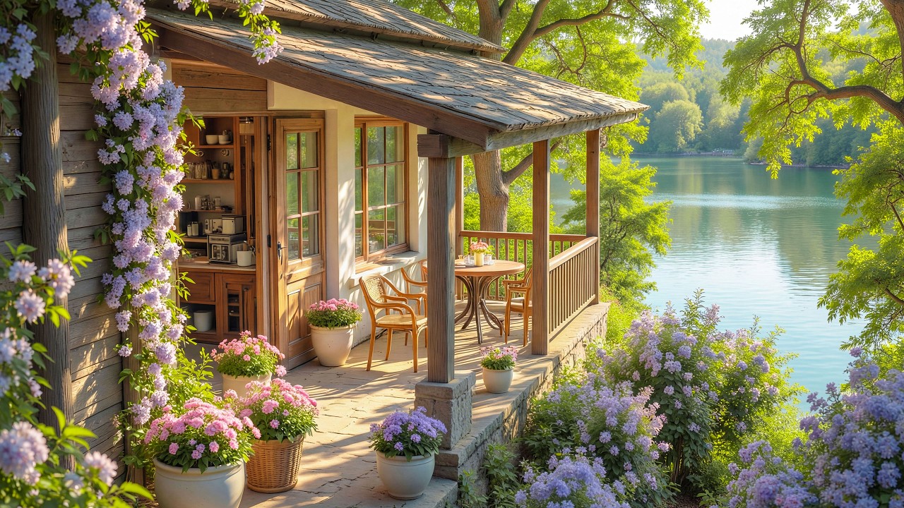 Уютный весенний домик у озера 🌸 Расслабляющая фортепианная музыка для учебы и работы