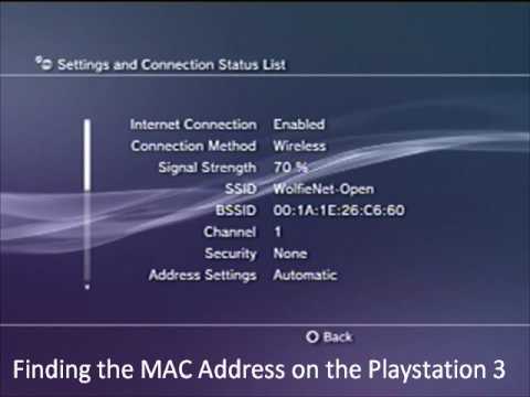 PS3 Mac Address YouTube