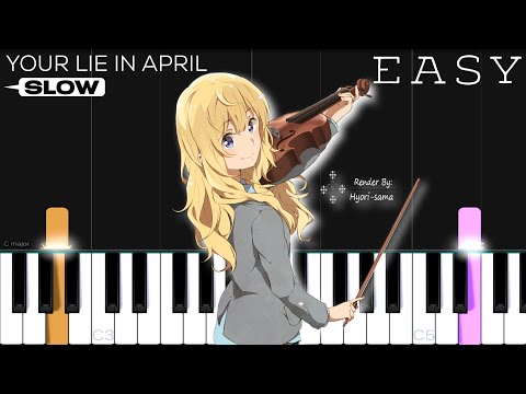 Hikaru Nara - Your Lie In April (Slow & Easy Piano Tutorial) 