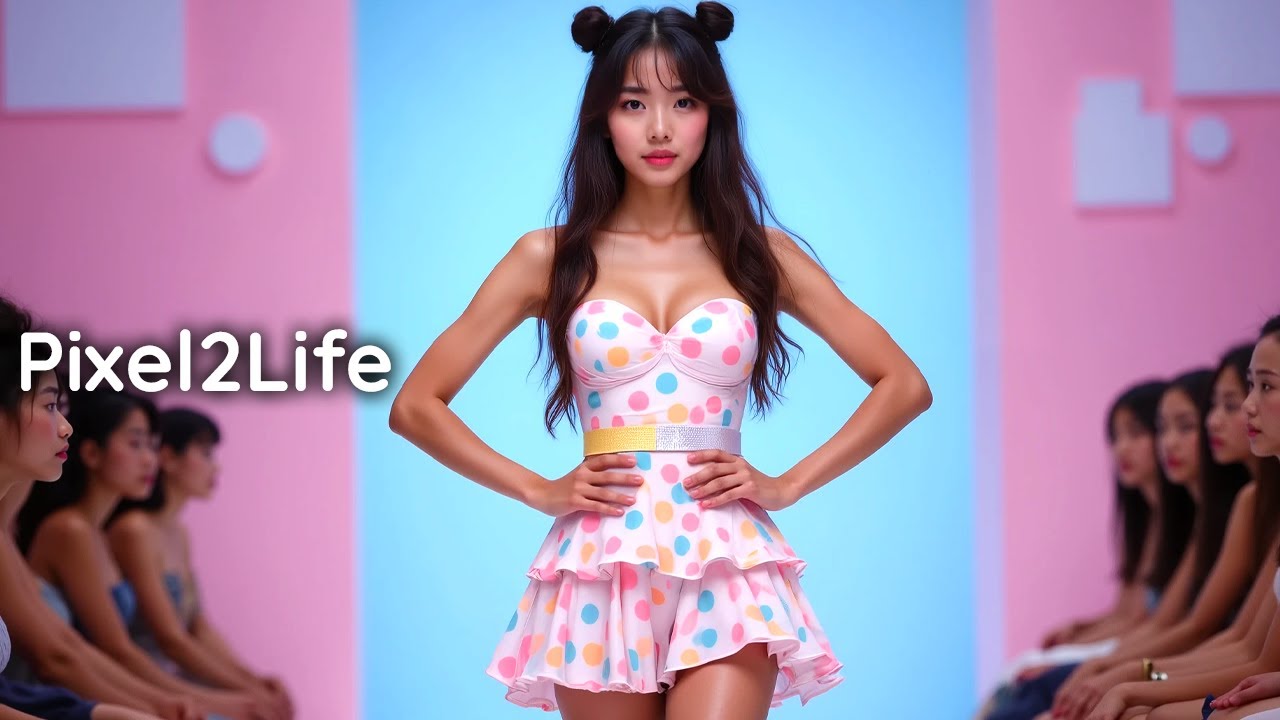 Beautiful Pastel Polka Dot Mini Dress AI Fashion Show