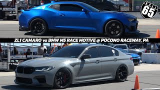 675hp BMW M5 vs 900hp ZL1 Camaro 65mph Roll Start Race Motive @ Pocono Raceway @ImportRace
