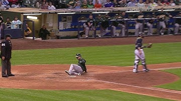 OAK@MIL: Jaso plates two with a single to left field