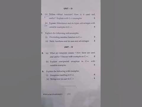 2021,Question paper of BCA (MDU) Object Oriented Programming Using C++ ...